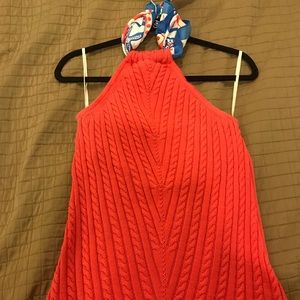 Pink scarf halter backless Lily Pulitzer sweater